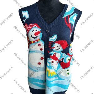 My Christmas Party Sweater Women's Medium Snowman Sweater Vest